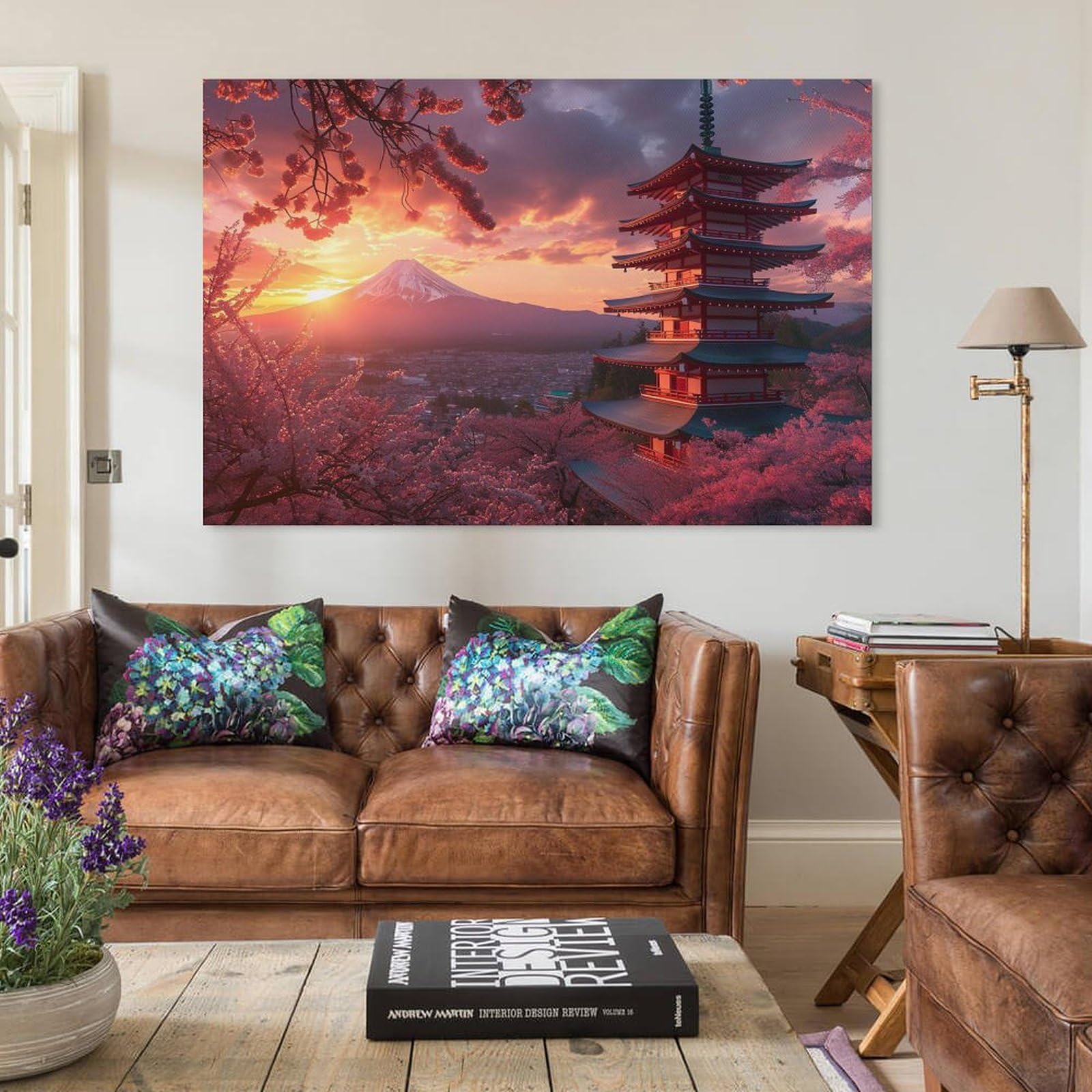 Twilight Tokyo II キャンバスアート | 風景写真 インテリア Amazon.co.jp: 絵画 夕暮れ時の富士山五重塔の桜インテリア 絵画